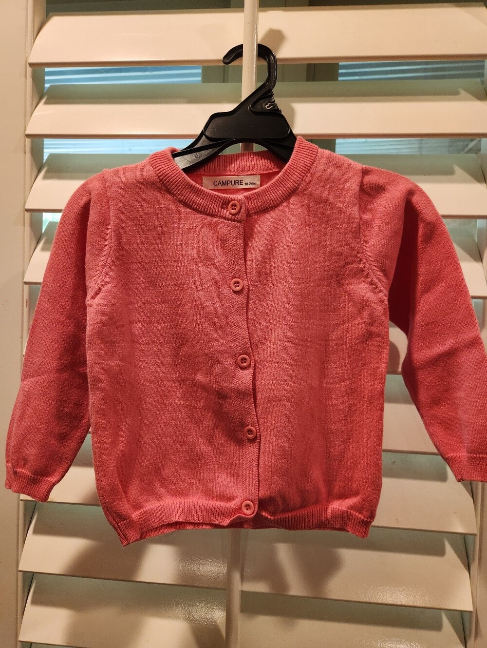 Campure Pink Girl's Button-Up Cardigan, Size 18-24M